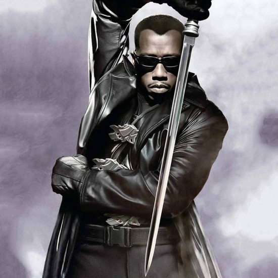 Wesley Snipes Blade Trench Leather Coat